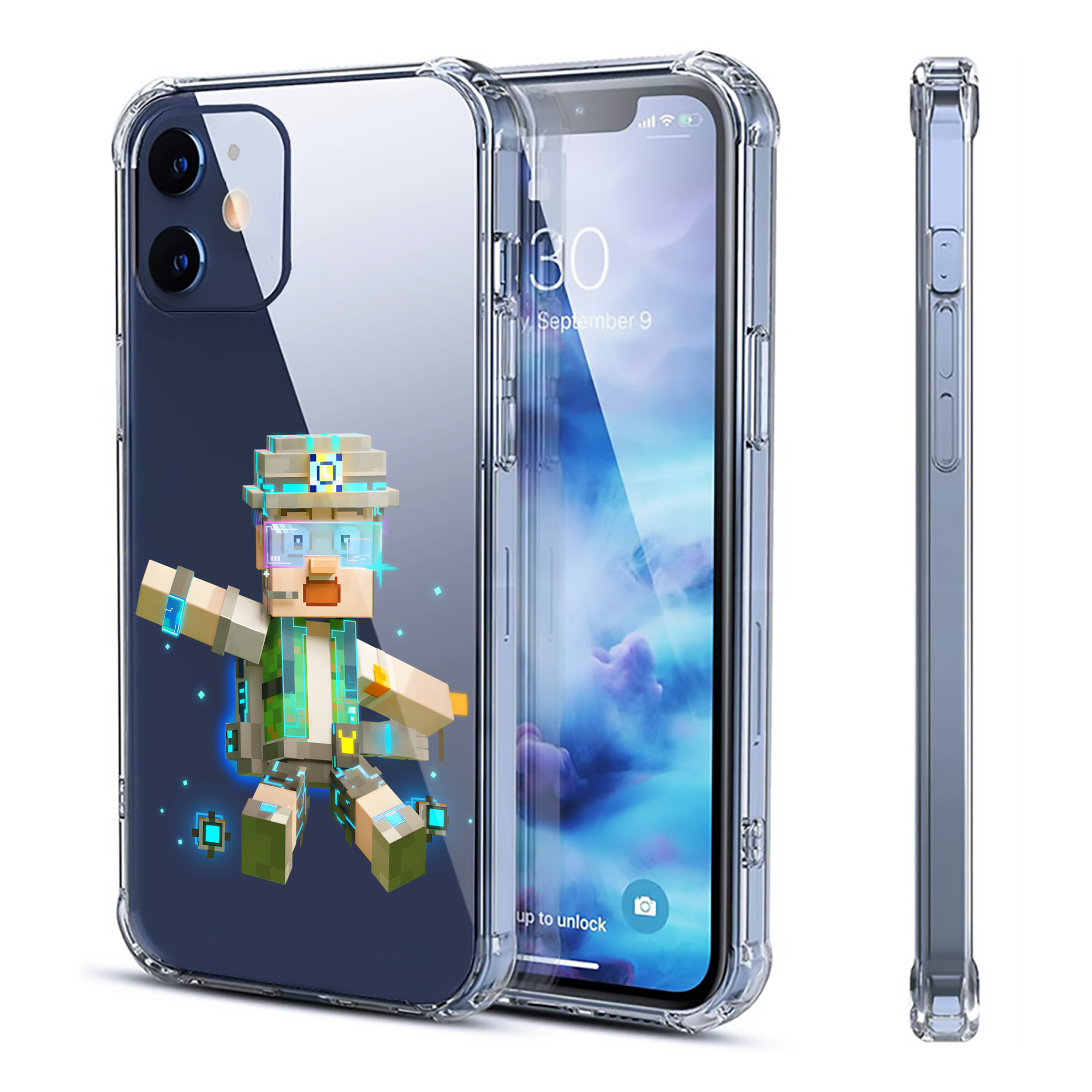 （画像用） マインクラフト ブロックの世界 Minecraft MC Block world 【iPhone 12シリーズ対応】透明スマホケース（クリアソフトケース）